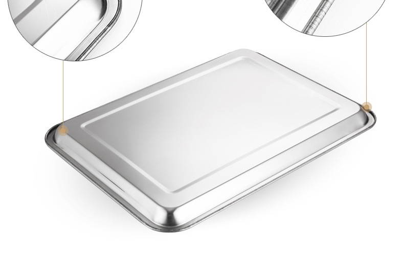 Stainless steel square plate, Chinese single-layer shallow plate, night market barbecue plate, water accumulation tray, specially designed for hotels and canteens pic 10