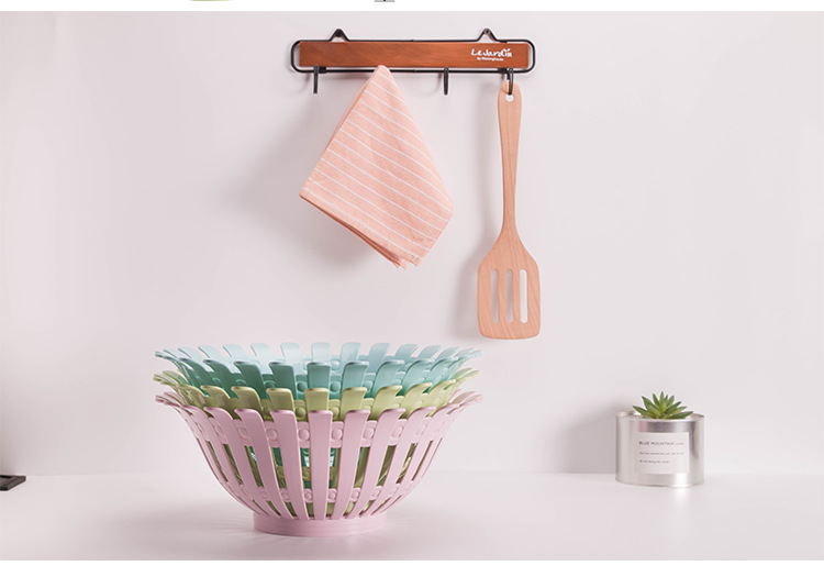 New Nordic plastic hollowed-out draining vegetable and fruit washing basket, round living room snack storage basket pic 5