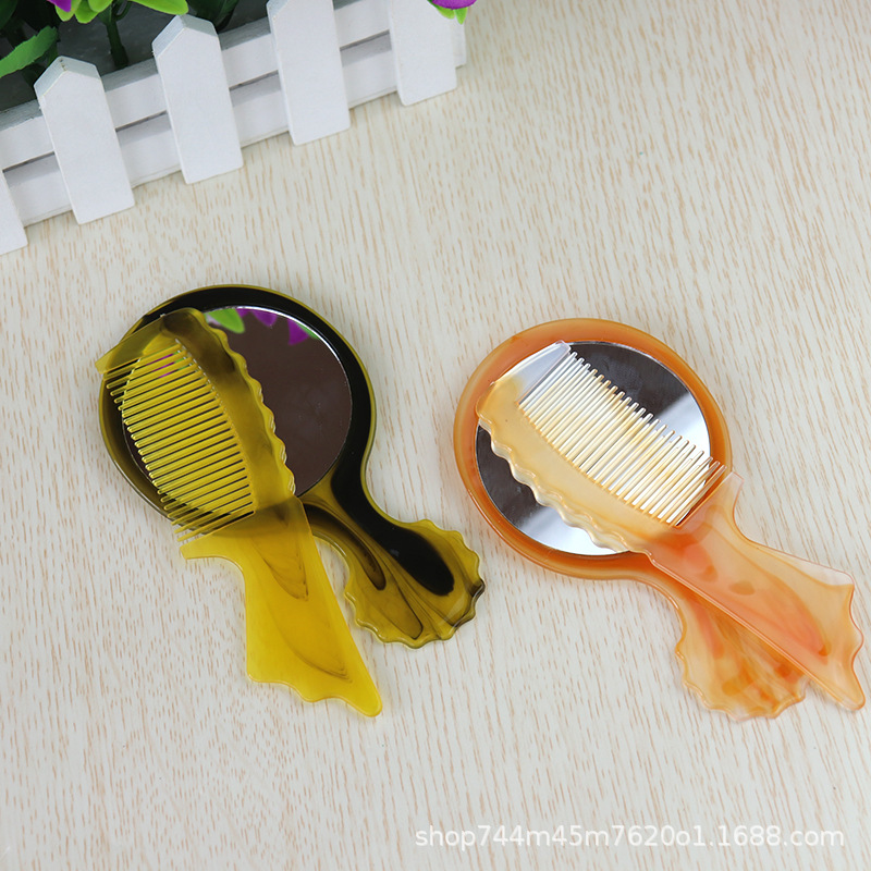 化妆镜梳便捷式小镜子镜梳套装带手柄化妆镜家居小百货批发详情7