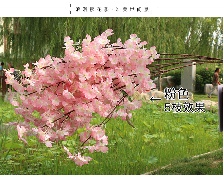 Artificial flowers, artificial cherry blossom branches with 4 branches and 3 forks, pear blossoms, peach blossoms, cherry blossom branches, wedding decoration artificial flowers, plastic flowers pic 22