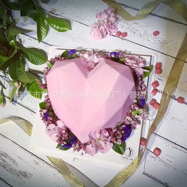 Single heart-shaped diamond resin mold, mousse silicone, diy cheesecake mold, rice cake mold, candle plaster pic 4