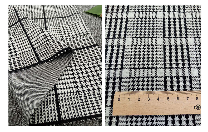 针织提花千鸟格子西装西裤面料服装抱枕箱包布料布匹厂家供应详情7