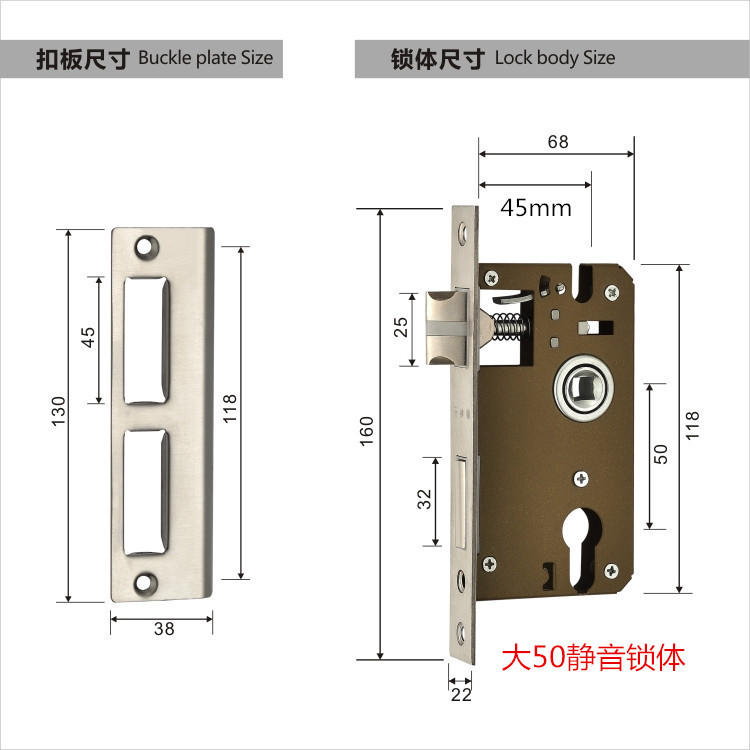房门锁锁体50室内卧室木门锁静音锁体单舌执手锁锁芯4050厂家直销详情9