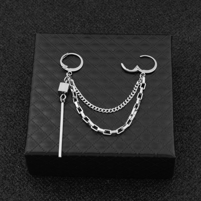 钛钢耳环货源 防弹的少年同款耳链耳环 个性流苏不锈钢饰品批发详情9