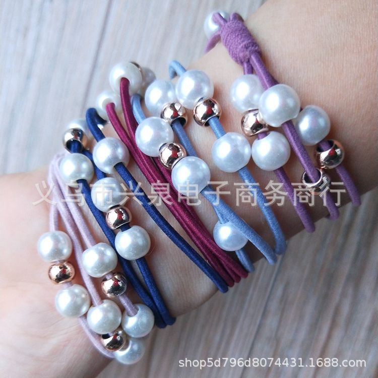 【 No. 44 】 Wholesale of 3-strand small pearl Korean-style hair accessories, 9-strand Korean-style hair bands, 3-strand hair ties, pearl hair accessories, Yiwu hair accessory and hair band supply pic 2