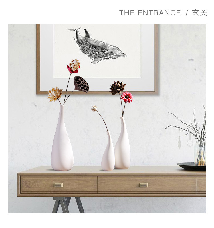 北欧风简约陶瓷花瓶摆件白色素烧干花花插家居装饰摆设厂家批发详情6