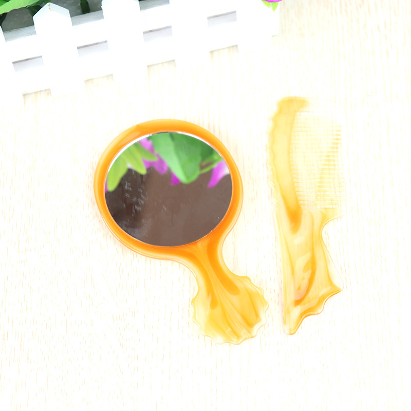 化妆镜梳便捷式小镜子镜梳套装带手柄化妆镜家居小百货批发详情9