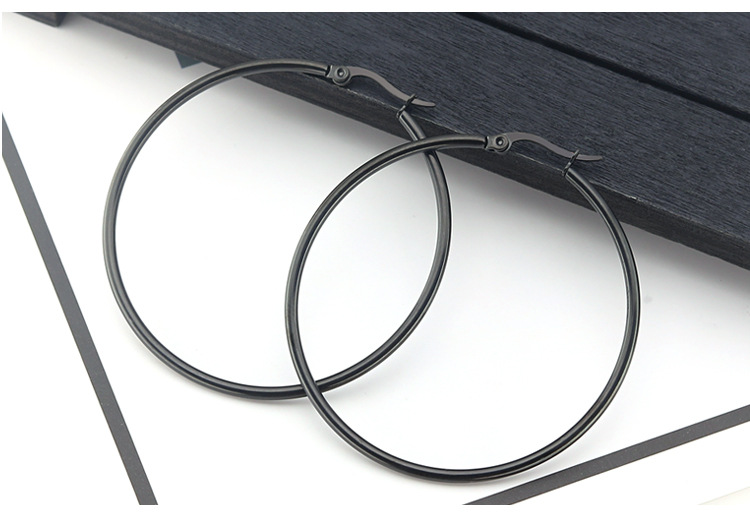 欧美简约不锈钢素圈耳环男女夸张大耳环高级感钛钢时尚耳扣耳环详情30