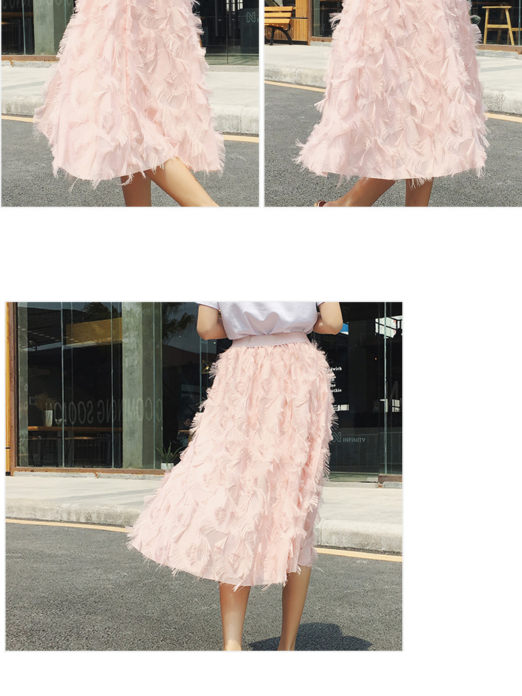 Feather tassel skirt for spring and summer, new European and American fashion, large swing skirt, eyelash decoration skirt for women pic 17