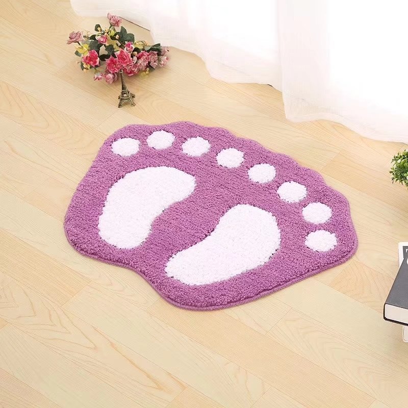Factory direct sales of new anti-slip floor MATS with foot shapes, super-fine multi-color TPR bottom bathroom footprint door MATS wholesale pic 4