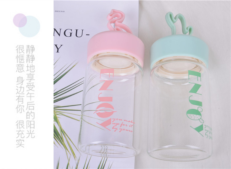 促销礼品印logo慕色小清新手提玻璃杯学生便携随手杯可爱卡通水杯详情6