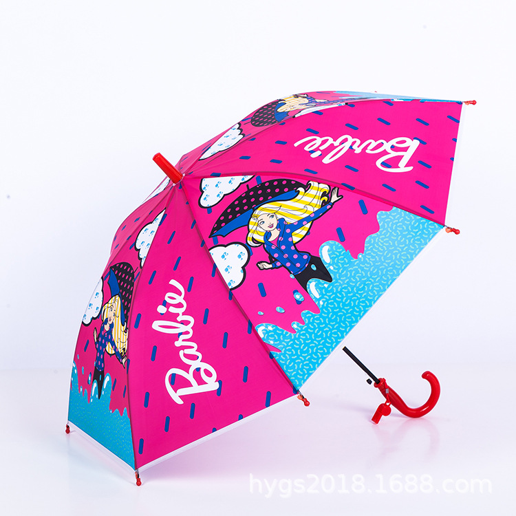 Factory wholesale of fresh and clean black vinyl anti-drip automatic long-handled straight pole cartoon umbrellas to protect against heavy rain pic 8