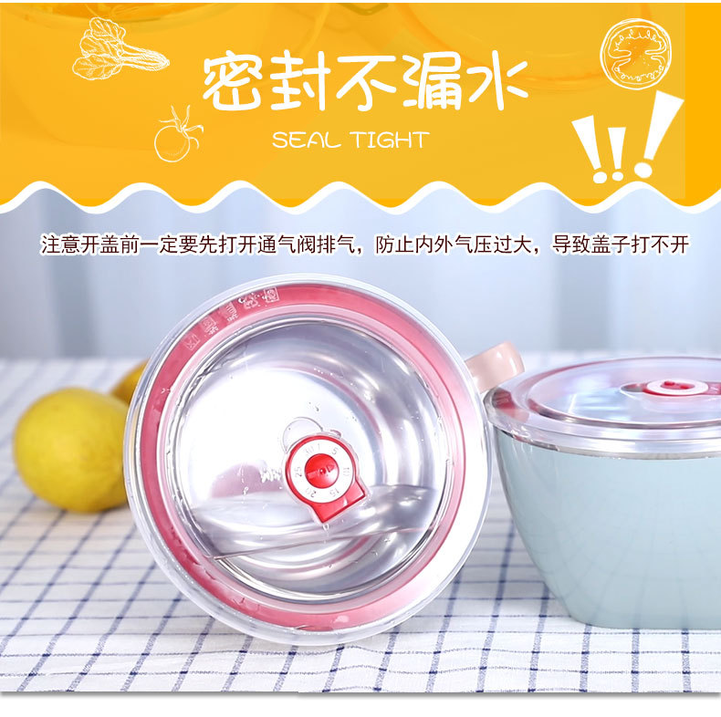 Creative 304 stainless steel instant noodle bowl, anti-scald instant noodle cup, insulated lunch box with handle, student cafeteria food preservation box pic 7