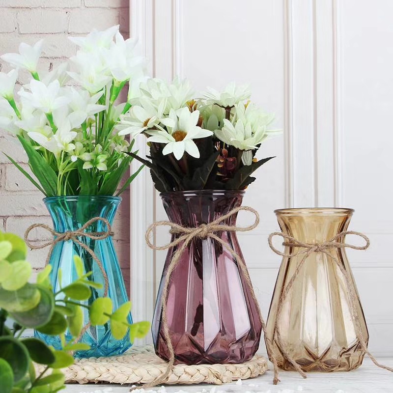 Creative European-style glass vases, transparent hydroponic bottles, flower arrangement vases, living room ornaments, fresh and colorful origami vases pic 34