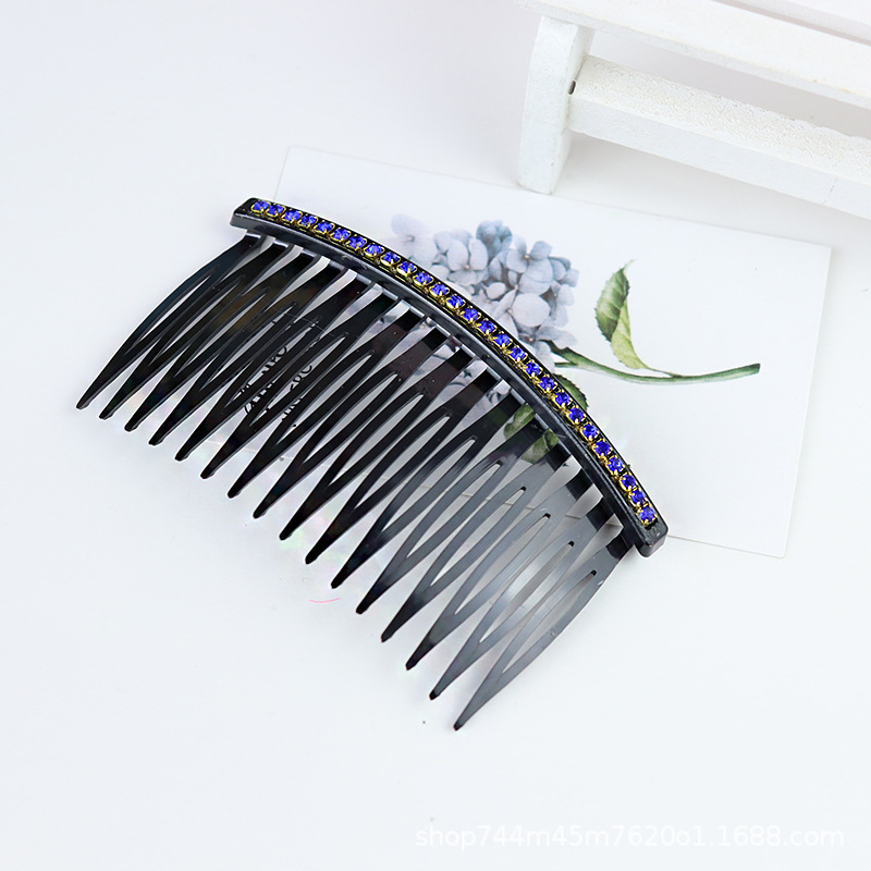 Wavy color diamond hair comb, straight hair comb, color diamond hair comb, single-row hair comb with diamonds, Korean style hair comb pic 7