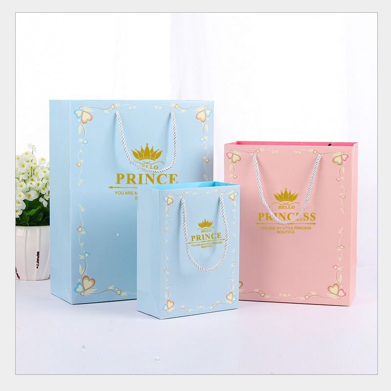 Exquisite prince pink packaging bags, small gift bags, handbags, gift paper bags, wholesale in stock pic 11