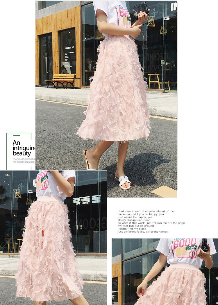 Feather tassel skirt for spring and summer, new European and American fashion, large swing skirt, eyelash decoration skirt for women pic 13