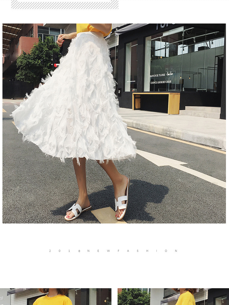 Feather tassel skirt for spring and summer, new European and American fashion, large swing skirt, eyelash decoration skirt for women pic 7