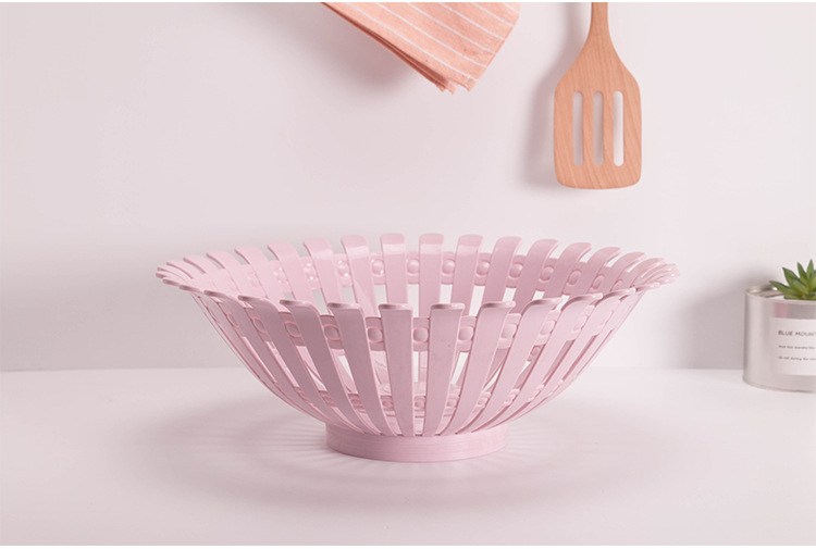 New Nordic plastic hollowed-out draining vegetable and fruit washing basket, round living room snack storage basket pic 10