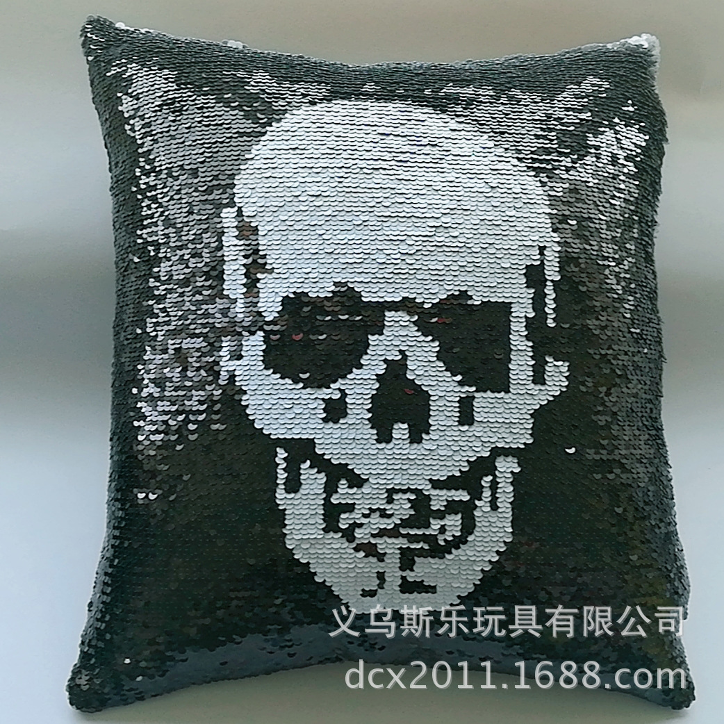 Customized double-sided color positioning embroidered sequin unicorn throw pillows sofa cushions flip print decorative items pic 28