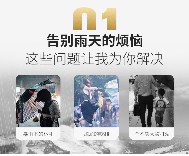 Folding ten-bone fully automatic umbrella, 10-bone wind and sun protection, all-weather umbrella, three-fold advertising umbrella, automatic double-layer umbrella pic 3