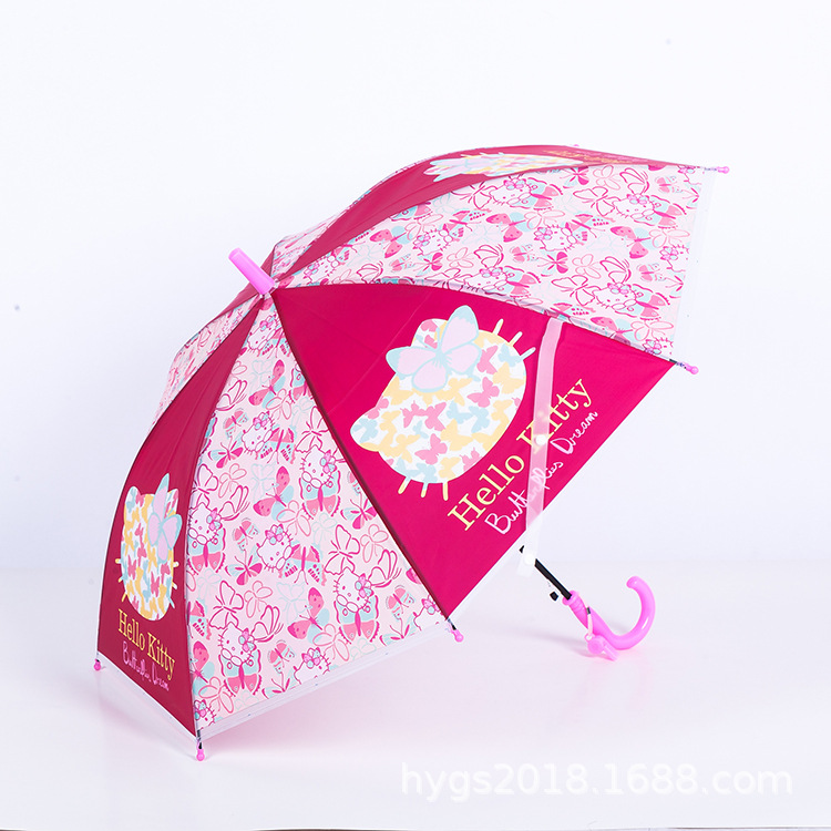 Factory wholesale of fresh and clean black vinyl anti-drip automatic long-handled straight pole cartoon umbrellas to protect against heavy rain pic 11