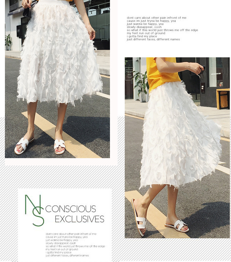 Feather tassel skirt for spring and summer, new European and American fashion, large swing skirt, eyelash decoration skirt for women pic 6