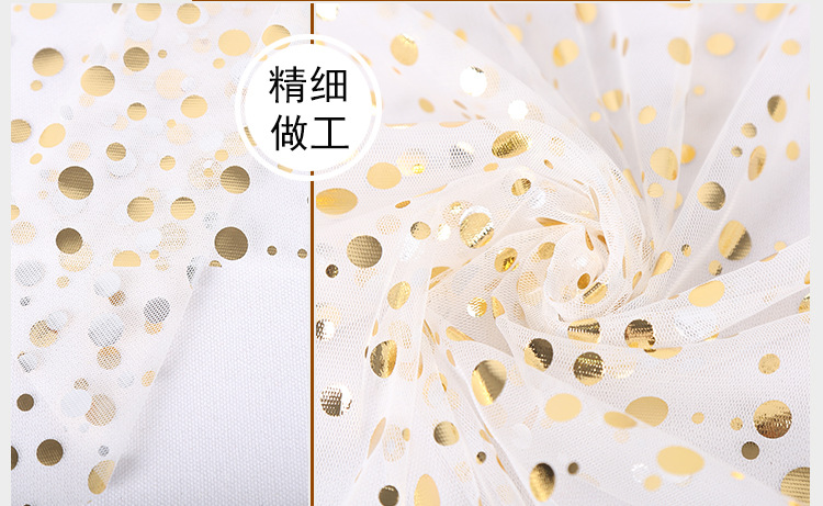 小批量涤纶烫金网眼布时尚女装童装服装网纱烫金面料详情16
