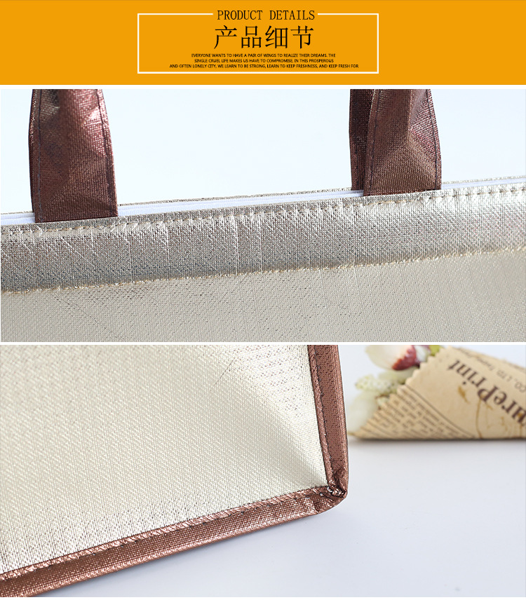 Waterproof coated hand-held 6-inch, 8-inch, 10-inch, 12-inch champagne gold birthday cake refrigerated and insulated bags in stock for wholesale pic 16