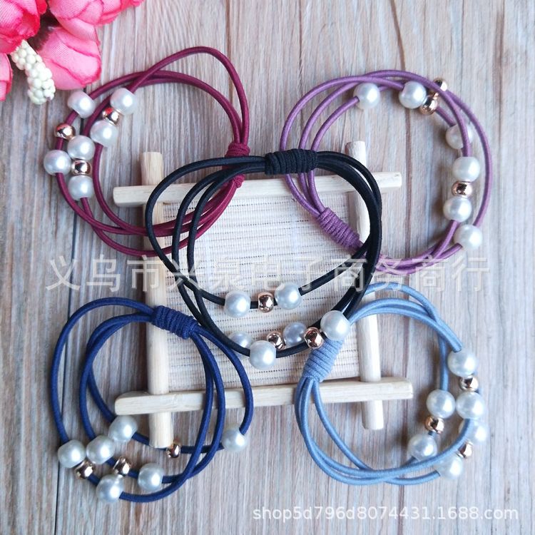 【 No. 44 】 Wholesale of 3-strand small pearl Korean-style hair accessories, 9-strand Korean-style hair bands, 3-strand hair ties, pearl hair accessories, Yiwu hair accessory and hair band supply pic 4