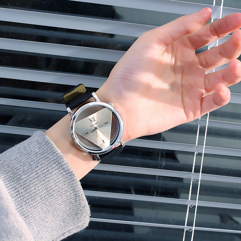 别样chic简约原宿三角形手表个性时尚双面镂空韩国潮流学生情侣表详情5
