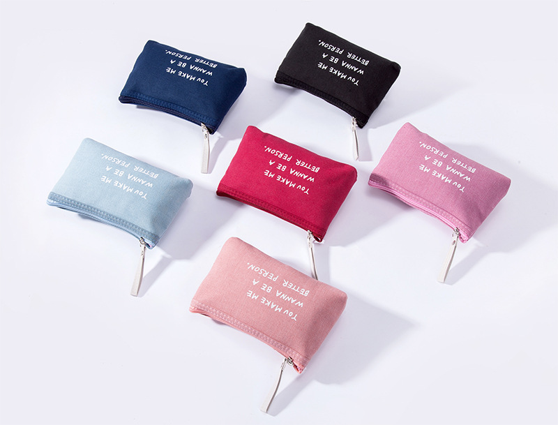 多功能帆布卡包钥匙包手机包洗漱包化妆收纳包字母布艺拉链零钱包详情1