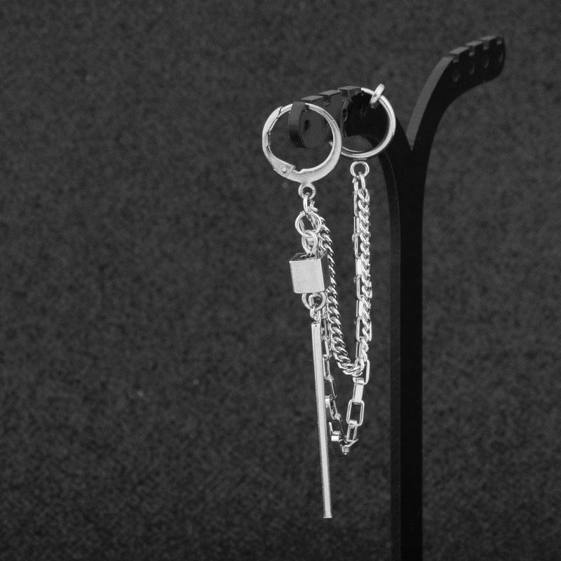 钛钢耳环货源 防弹的少年同款耳链耳环 个性流苏不锈钢饰品批发详情15