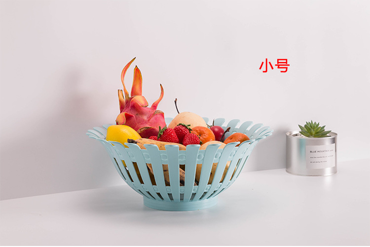 New Nordic plastic hollowed-out draining vegetable and fruit washing basket, round living room snack storage basket pic 6