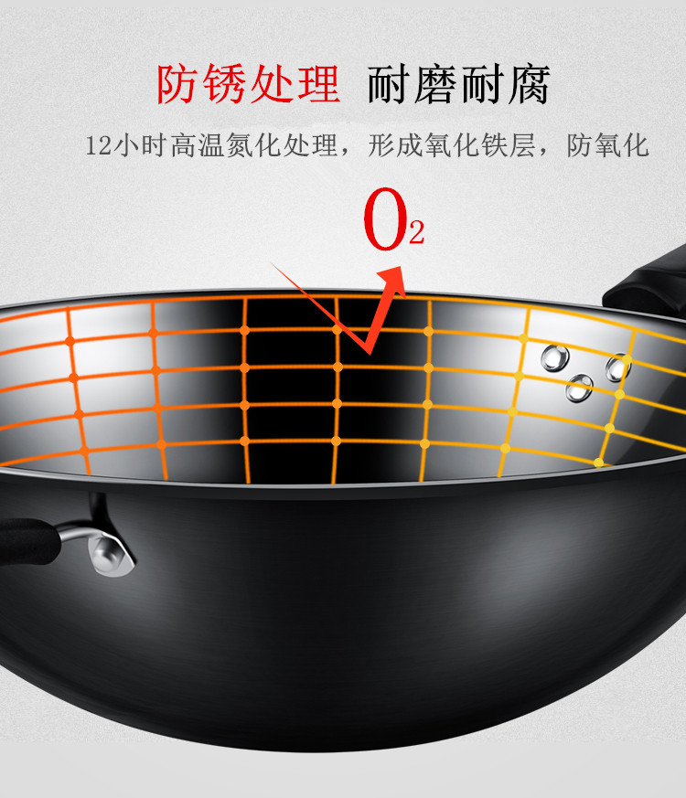 Factory wholesale healthy, uncoated, genuine stainless steel wok, round bottom nitrogen-filled wok, non-stick cooking wok, gift, one-piece consignment pic 11