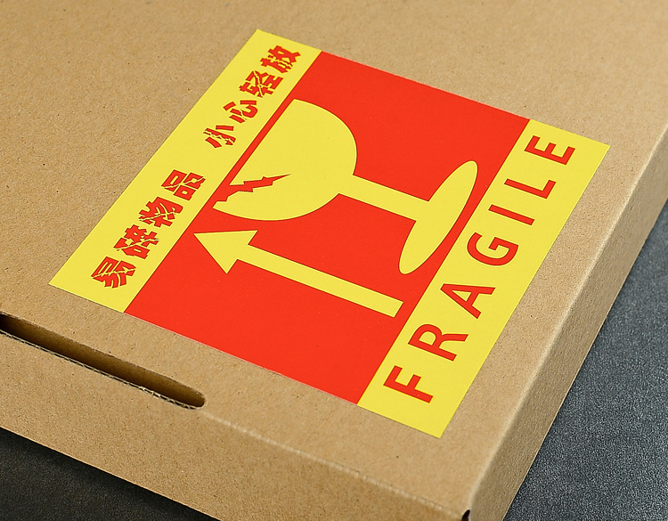 Fragile label English self-adhesive sticker in stock. Fragile label facing up, do not press. Express fragile item warning label pic 15