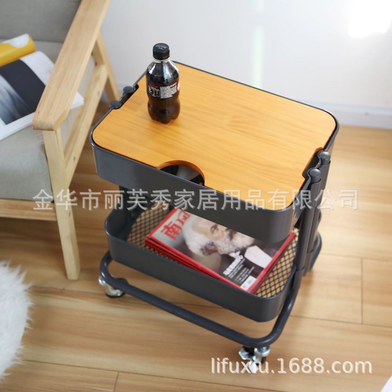 厂家供应出口北欧可移动茶几铁艺边桌懒人桌简易电脑桌床头柜详情1