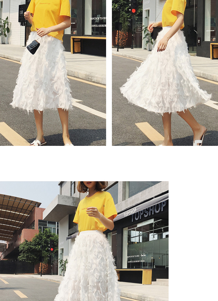 Feather tassel skirt for spring and summer, new European and American fashion, large swing skirt, eyelash decoration skirt for women pic 8