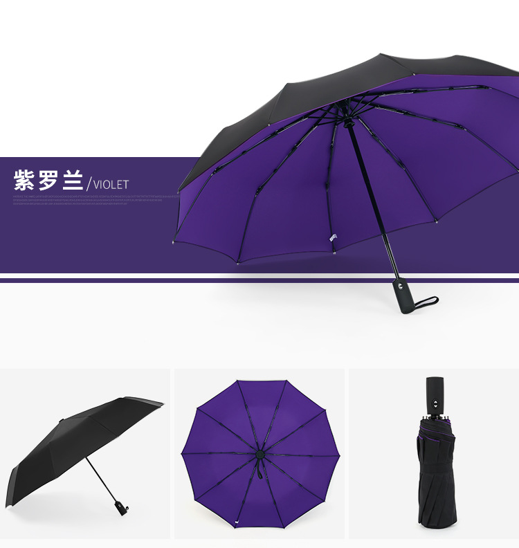 Folding ten-bone fully automatic umbrella, 10-bone wind and sun protection, all-weather umbrella, three-fold advertising umbrella, automatic double-layer umbrella pic 17