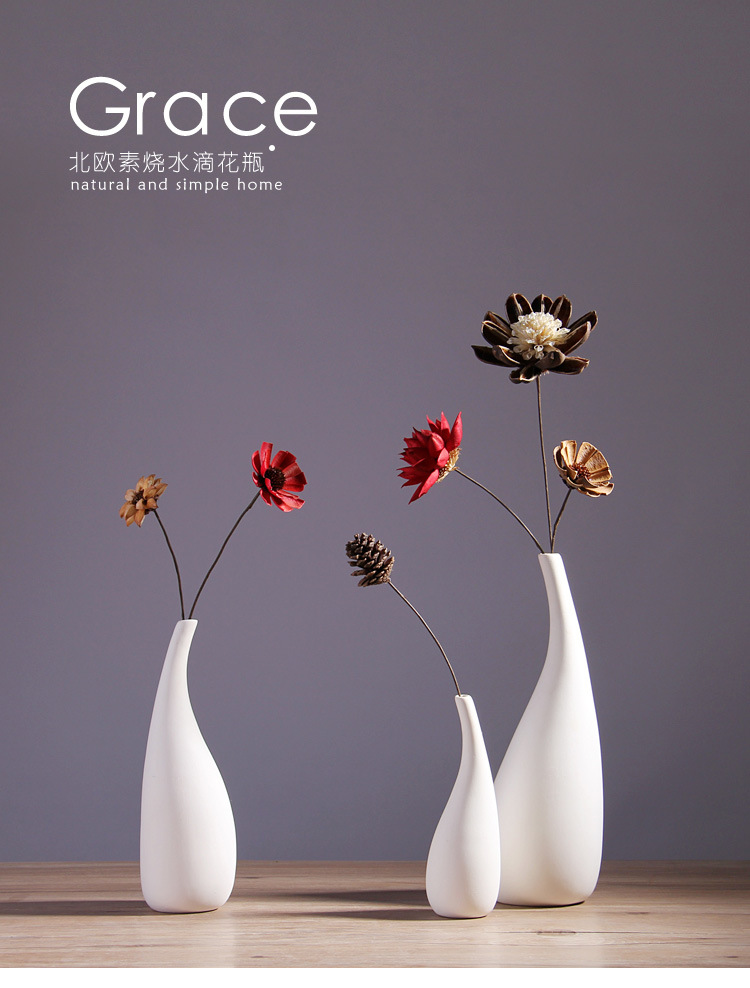 北欧风简约陶瓷花瓶摆件白色素烧干花花插家居装饰摆设厂家批发详情2
