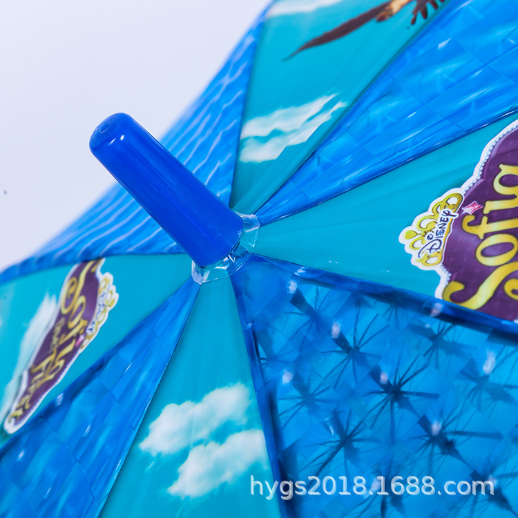 Factory wholesale of fresh and clean black vinyl anti-drip automatic long-handled straight pole cartoon umbrellas to protect against heavy rain pic 19