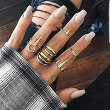 欧美新款流行女式戒时尚个性古银色森系藤蔓树叶花朵戒指四件套装详情5