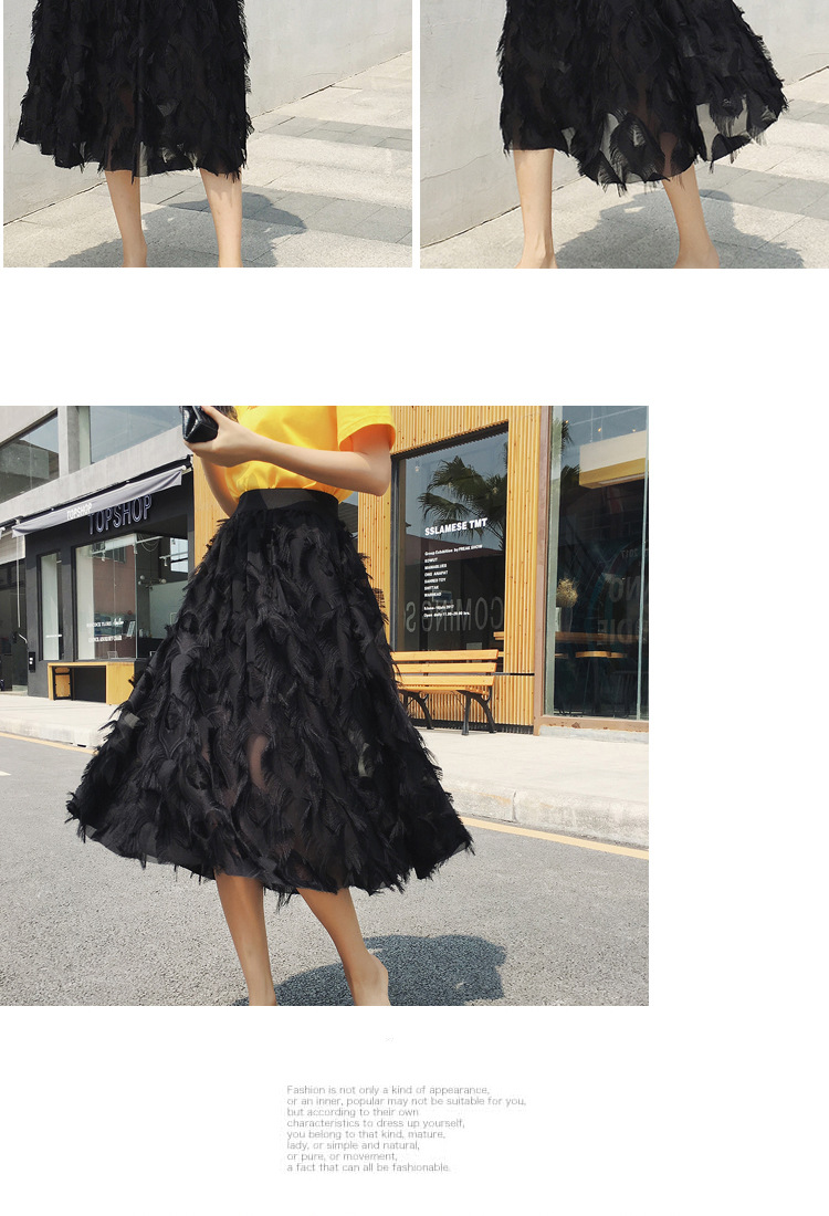 Feather tassel skirt for spring and summer, new European and American fashion, large swing skirt, eyelash decoration skirt for women pic 12