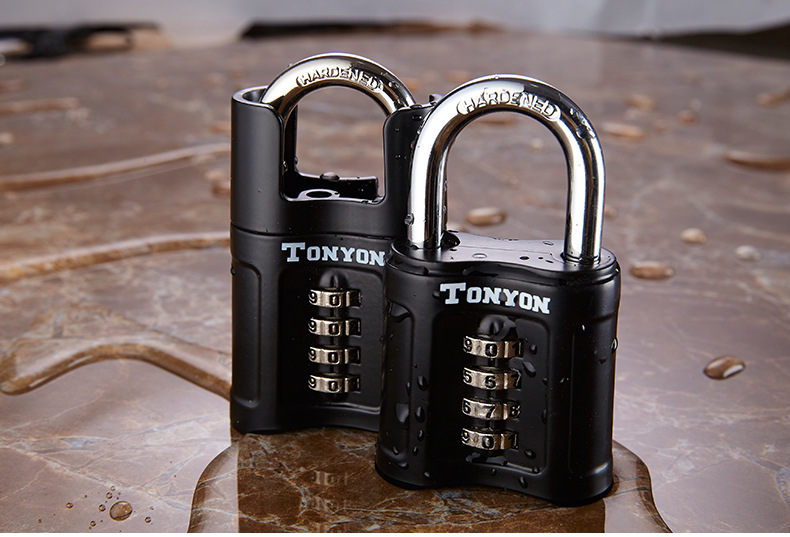 Four-digit password lock, courtyard gate, warehouse door lock, anti-theft full package, semi-package, large padlock, black safety padlock, waterproof pic 10