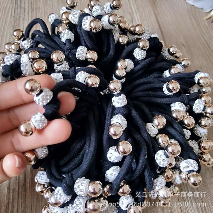 金球粗绳 39号一元饰品货源 粗绳皮筋 钻球头绳 优质发饰 韩版头绳一元皮筋批发详情1