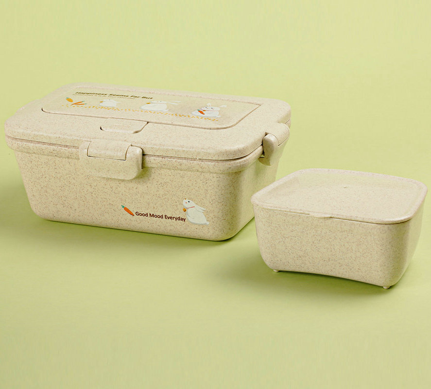 B-527 Creative Plastic Bento Box, Blue Wheat Fragrance Rectangular Bento Box, Instant Noodle box pic 4