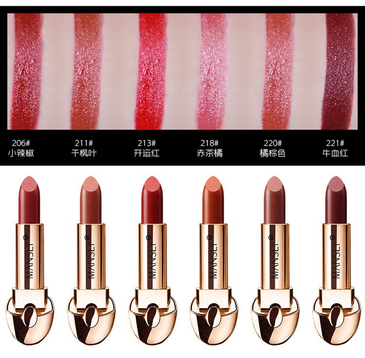 【 Wholesale Customization 】 Manshili Double-sided Mirror Forbidden City Lipstick, Instagram Super popular Internet celebrity Bull Blood Color Little Pepper Student pic 7