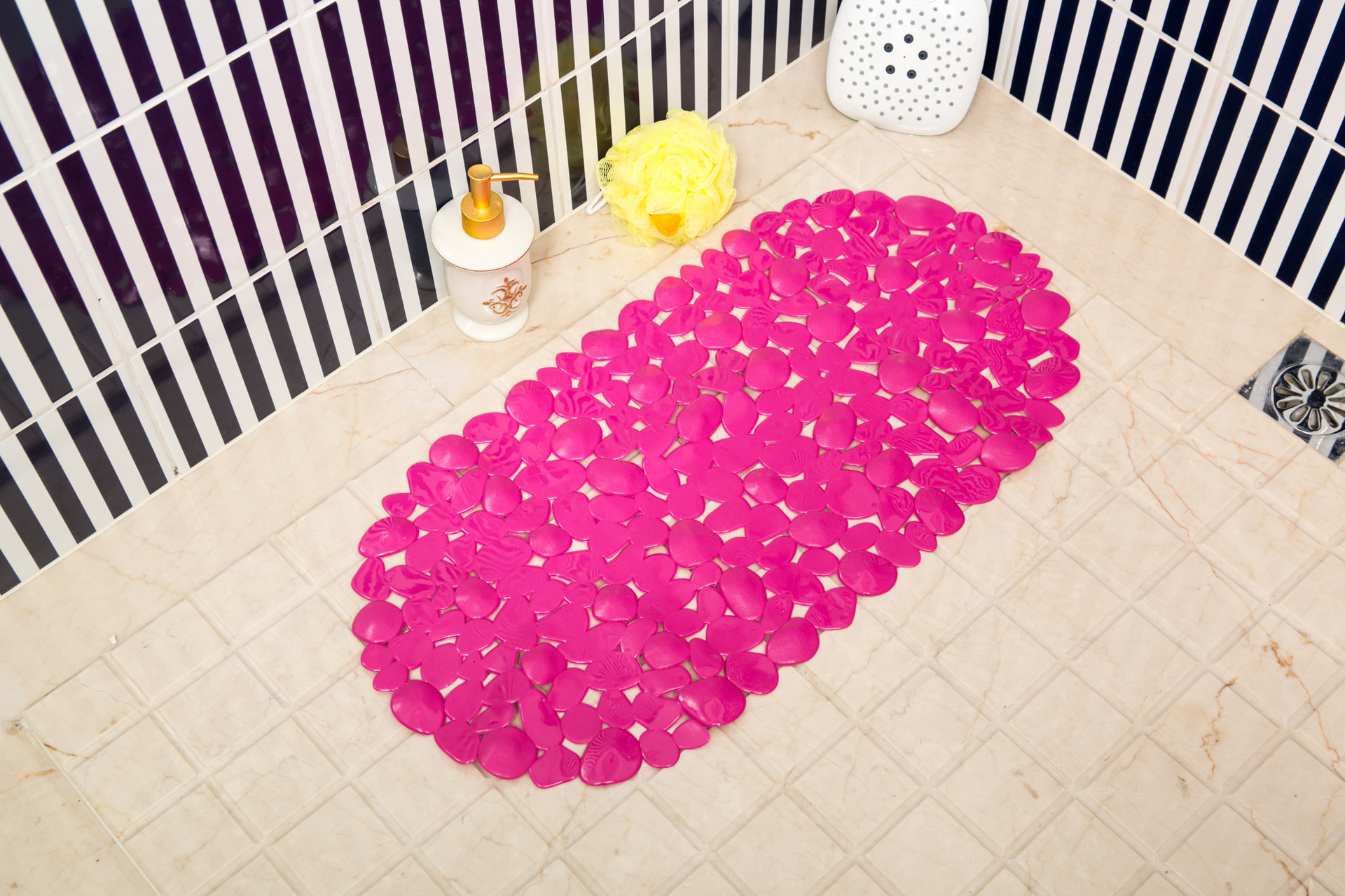 防滑浴室垫F-03实色椭圆石头洗澡垫按摩垫镂空吸盘卫浴脚垫详情6