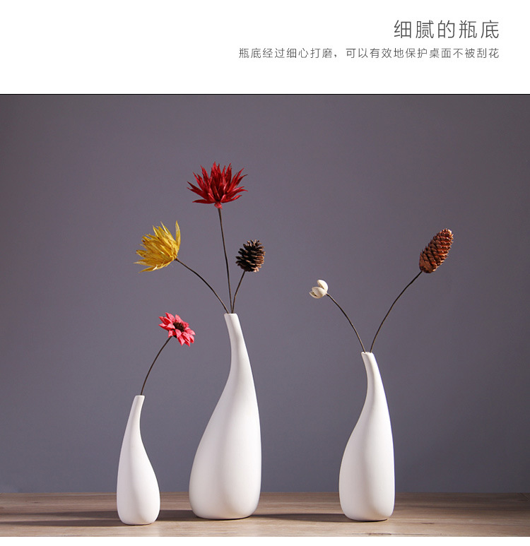 北欧风简约陶瓷花瓶摆件白色素烧干花花插家居装饰摆设厂家批发详情13