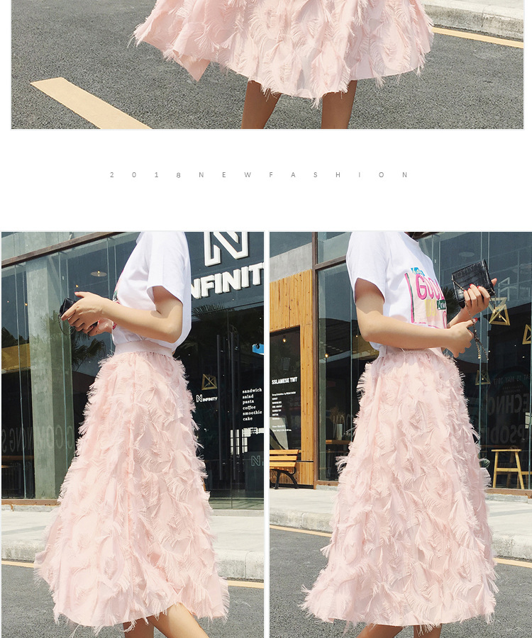 Feather tassel skirt for spring and summer, new European and American fashion, large swing skirt, eyelash decoration skirt for women pic 15